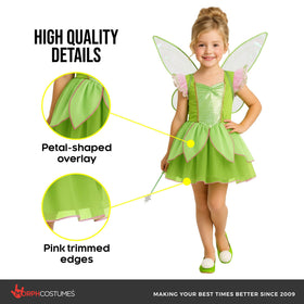 Morph Fairy Costume bodice with white-gold trim adds subtle shimmer