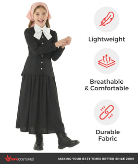 Morph Harriet Tubman costume - detachable bow collar enhances the vintage silhouette for dress-up day