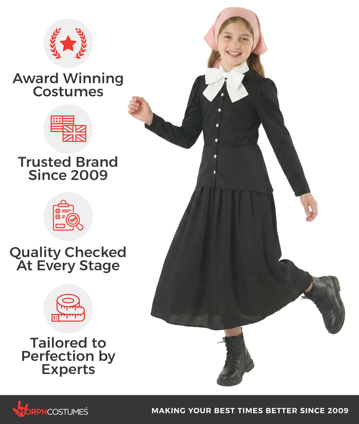 Morph Harriet Tubman costume - lightweight, breathable fabric supports all-day comfort and easy movement
