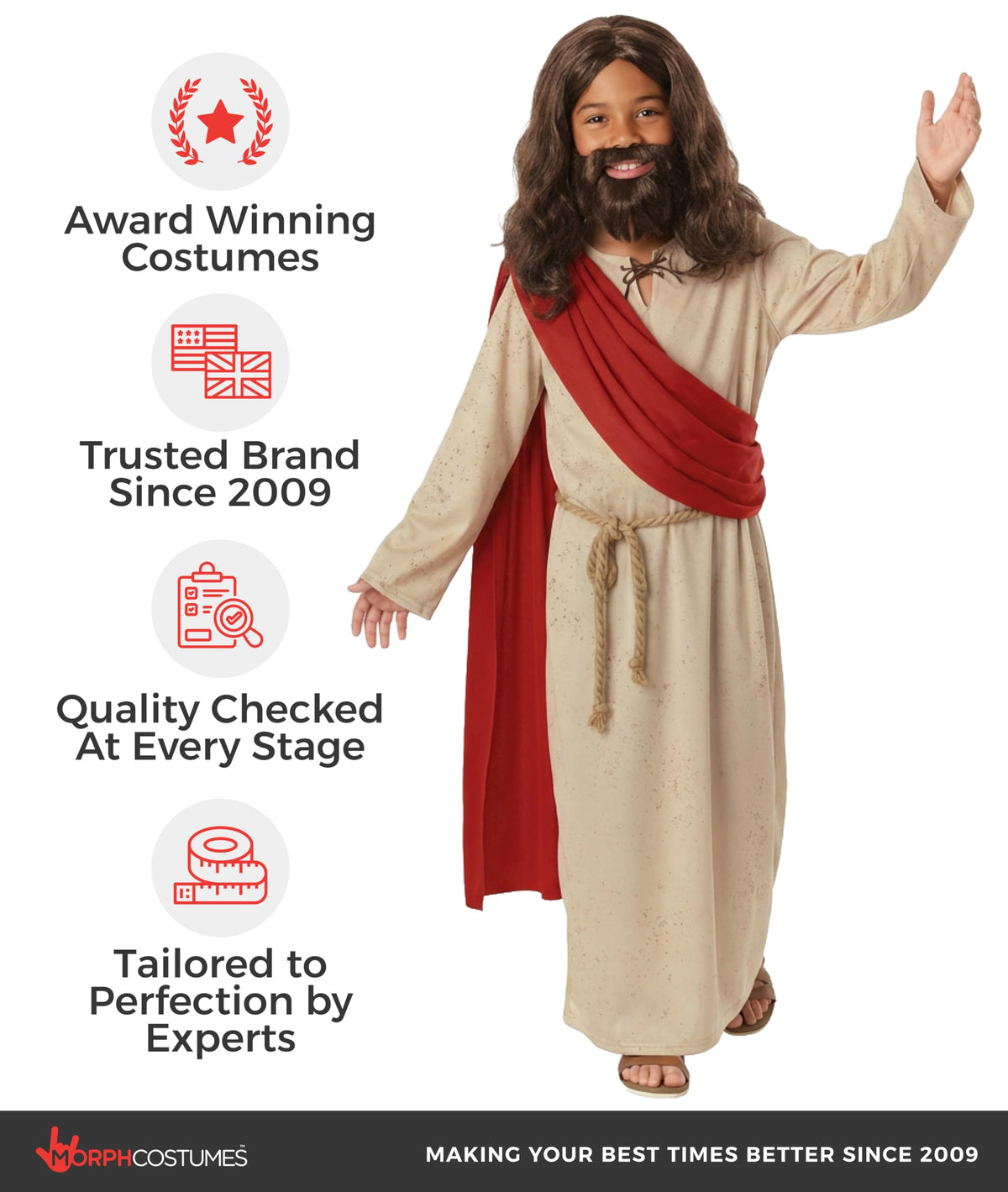 Morph Jesus costume for indoor and outdoor performances