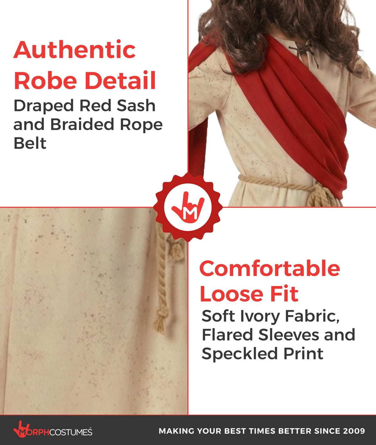Morph Jesus kid costume size M: comfortable full-length robe