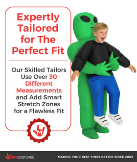 Morph Kids Alien Costume worn by child demonstrates comfortable fit over regular clothes.