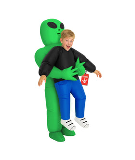 Morph Kids Alien Costume in package showcases the inflatable outfit for easy gifting.