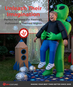 Morph Kids Alien Costume party scene shows eye-catching, fun look.