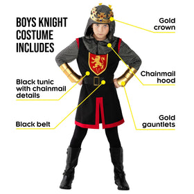 Morph knight hood for boys adds authentic look with cozy warmth.