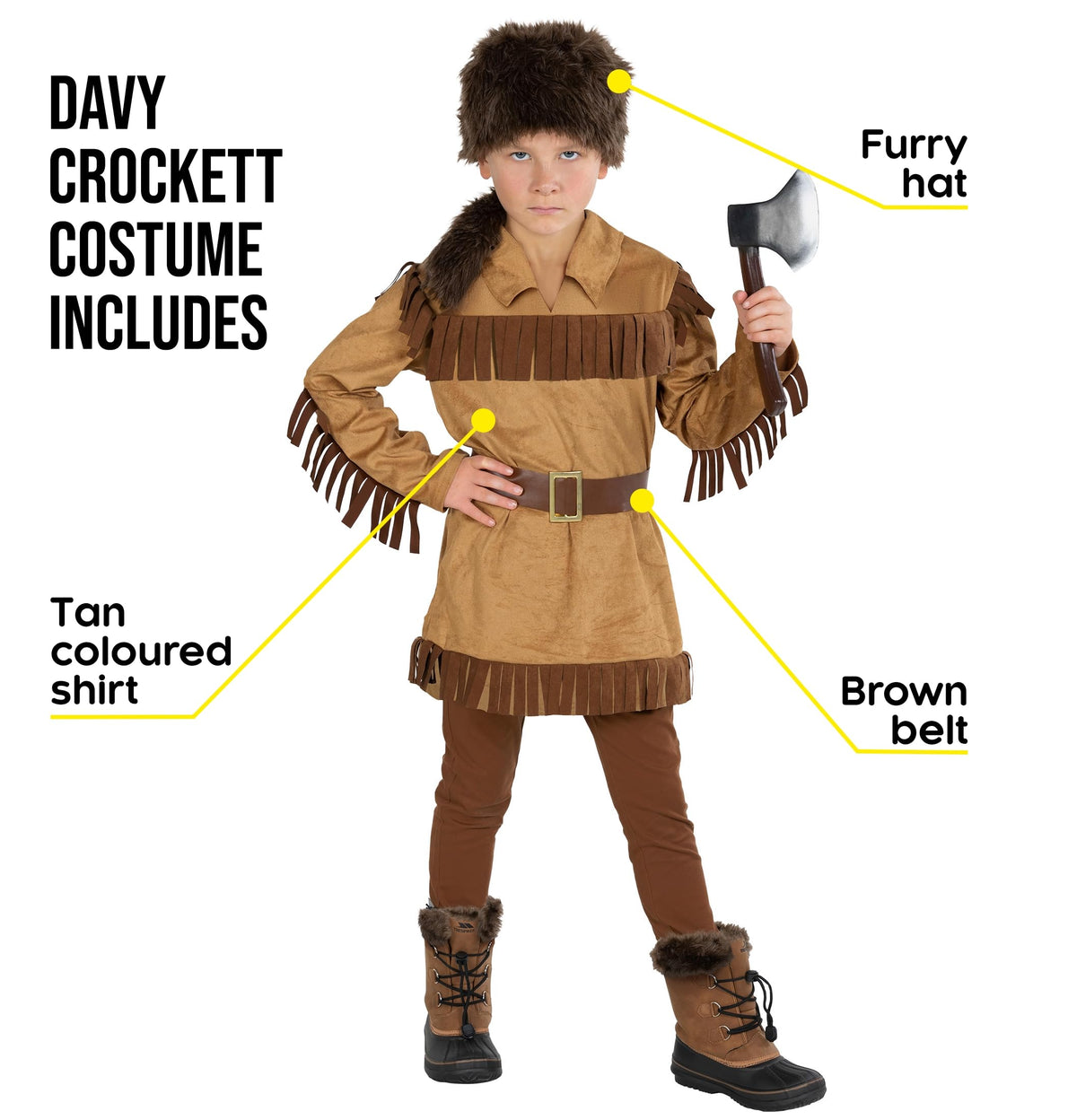 Morph brown belt and pants provide flexible movement for active dress-up play.