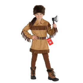 Morph Davy Crockett shirt detail boosts authentic frontier look for Halloween or History Day.