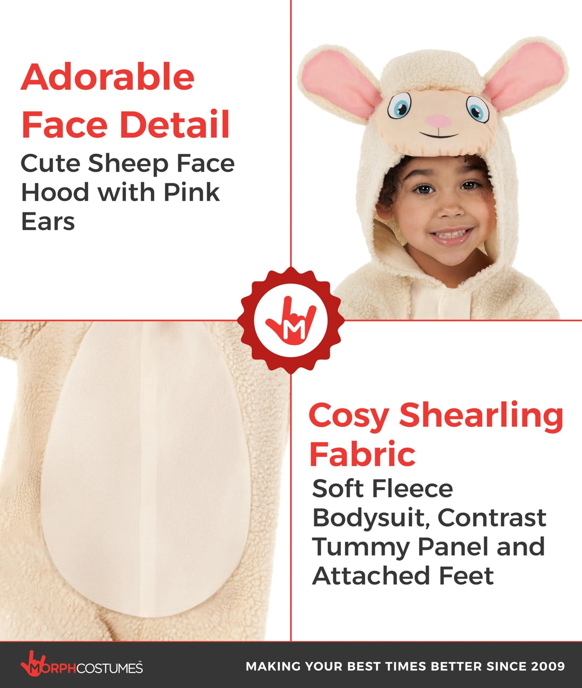 Size chart helps ensure comfortable fit across ages