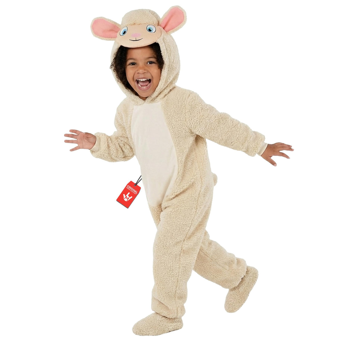 Morph Sheep Costume for Kids with soft shearling bodysuit for cozy play