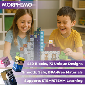 MORPHIMO 450pcs cubes closeup showing strong magnetic connections for sturdy builds