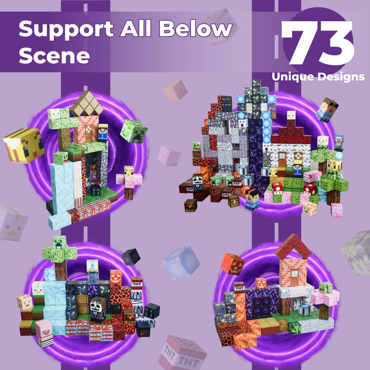 MORPHIMO 450pcs magnetic blocks with figurines for imaginative play and learning
