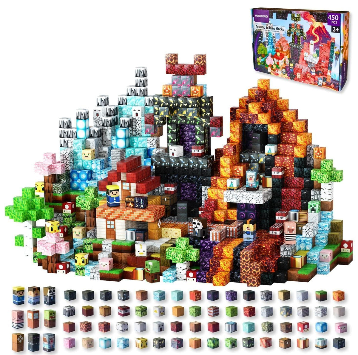MORPHIMO 450pcs magnetic blocks main image for creative STEM play