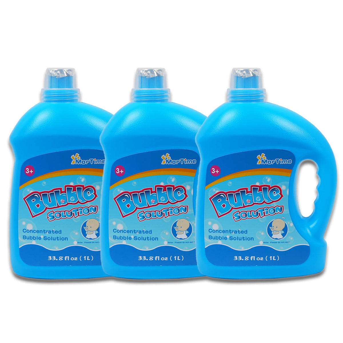 MorTime 3 bottles bubble solution refill pack for lasting family fun with bubble wands.