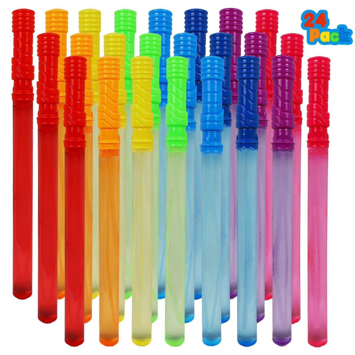 MortTime bubble wands 24-pack with vibrant colors for outdoor play