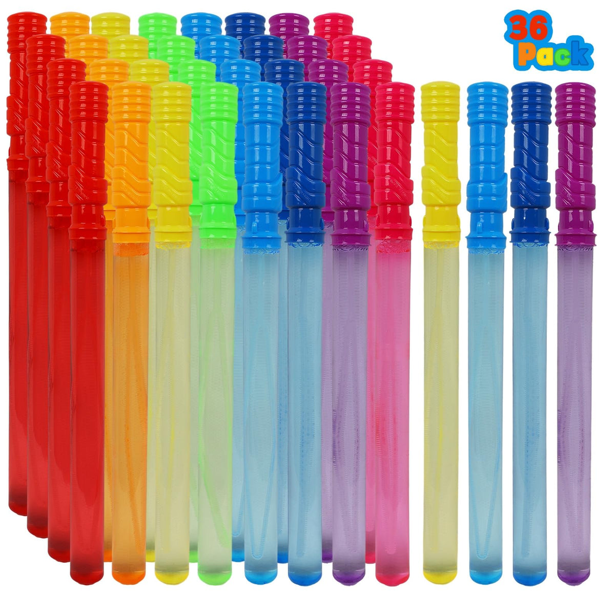 MorTime 36-pack bubble wands with eight colors for outdoor play.