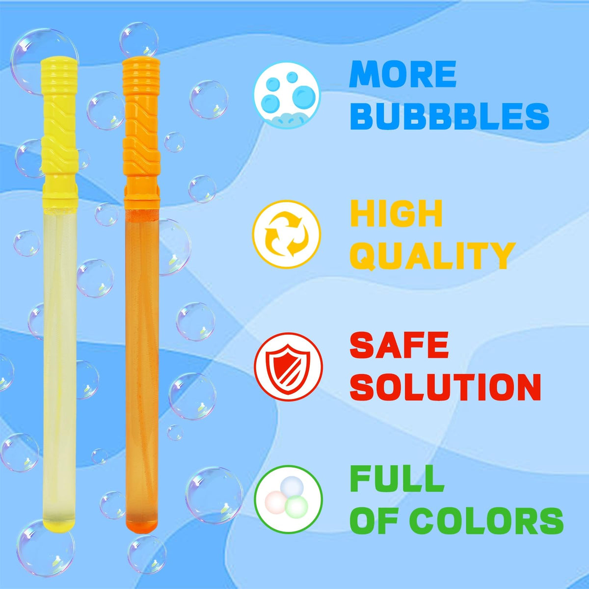 MorTime colorful bubbles float through the air during play.