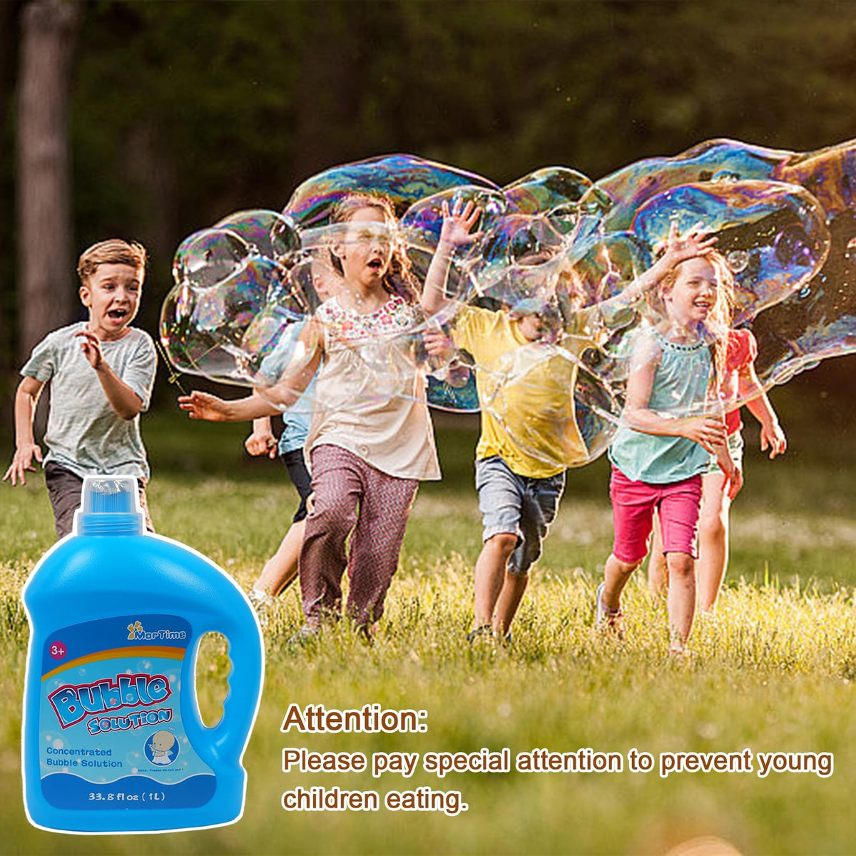 MorTime Easter party bubble solution refill for festive outdoor entertainment.