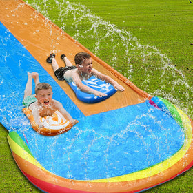 MortTime inflatable bodyboard 22x17 in—two sturdy rides for the race.