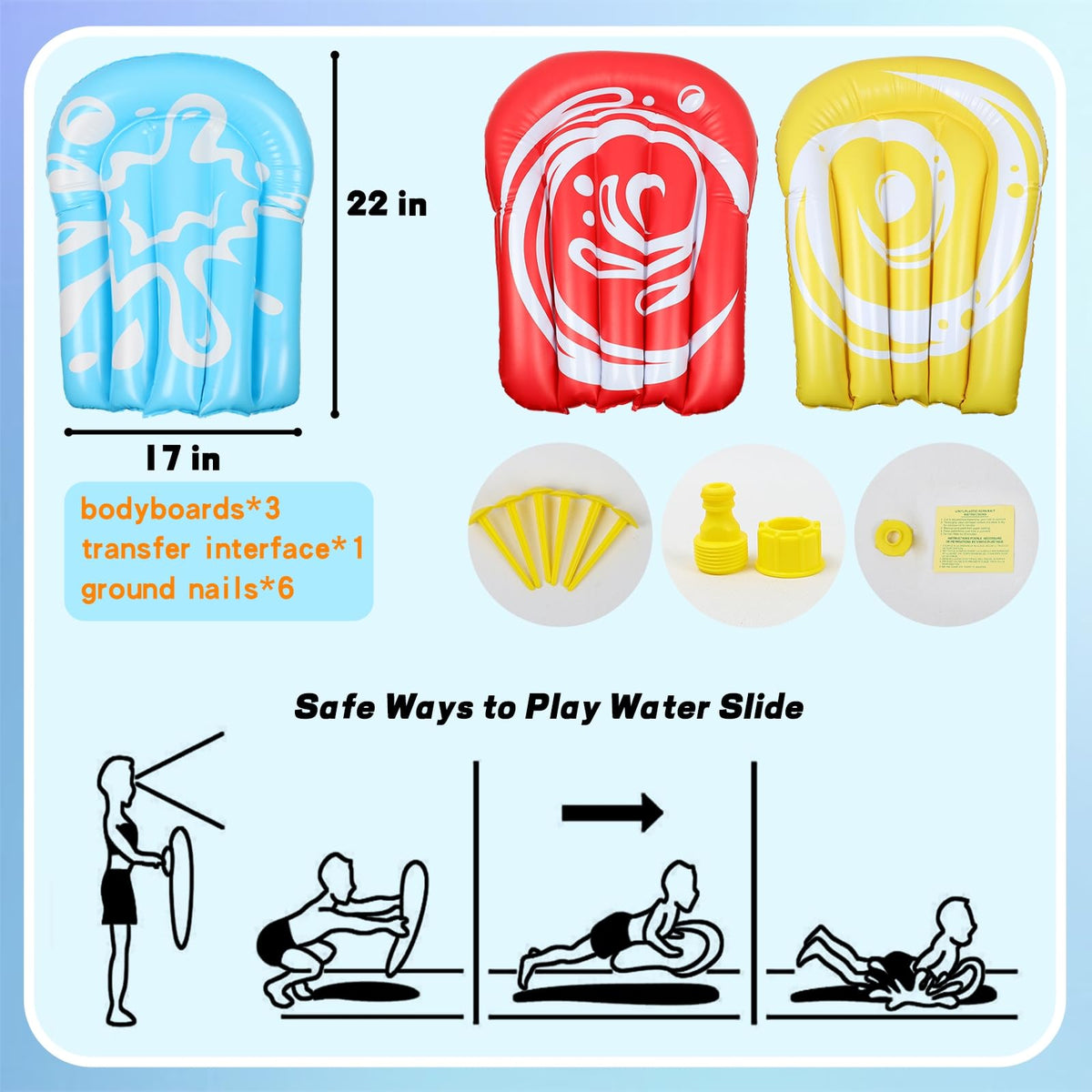 Three MorTime inflatable bodyboards for racing fun.