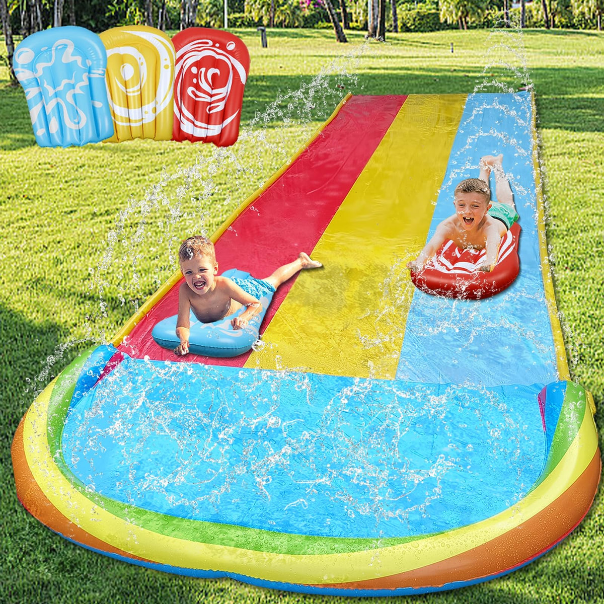 MorTime Slip Water Slide setup in the backyard for lively summer fun.