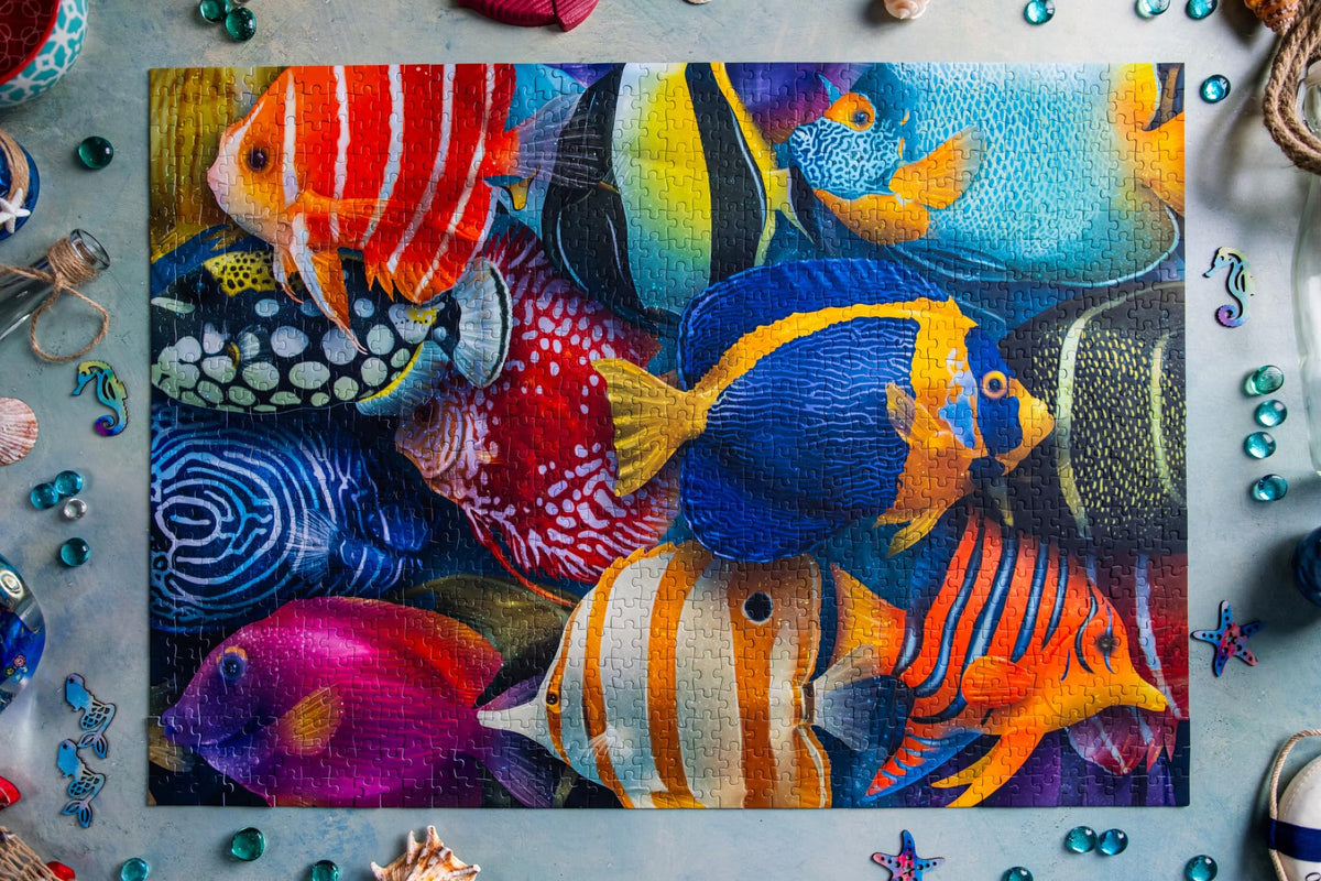 Mosaic Puzzles Sea of Colors dust-free handling keeps surfaces clean