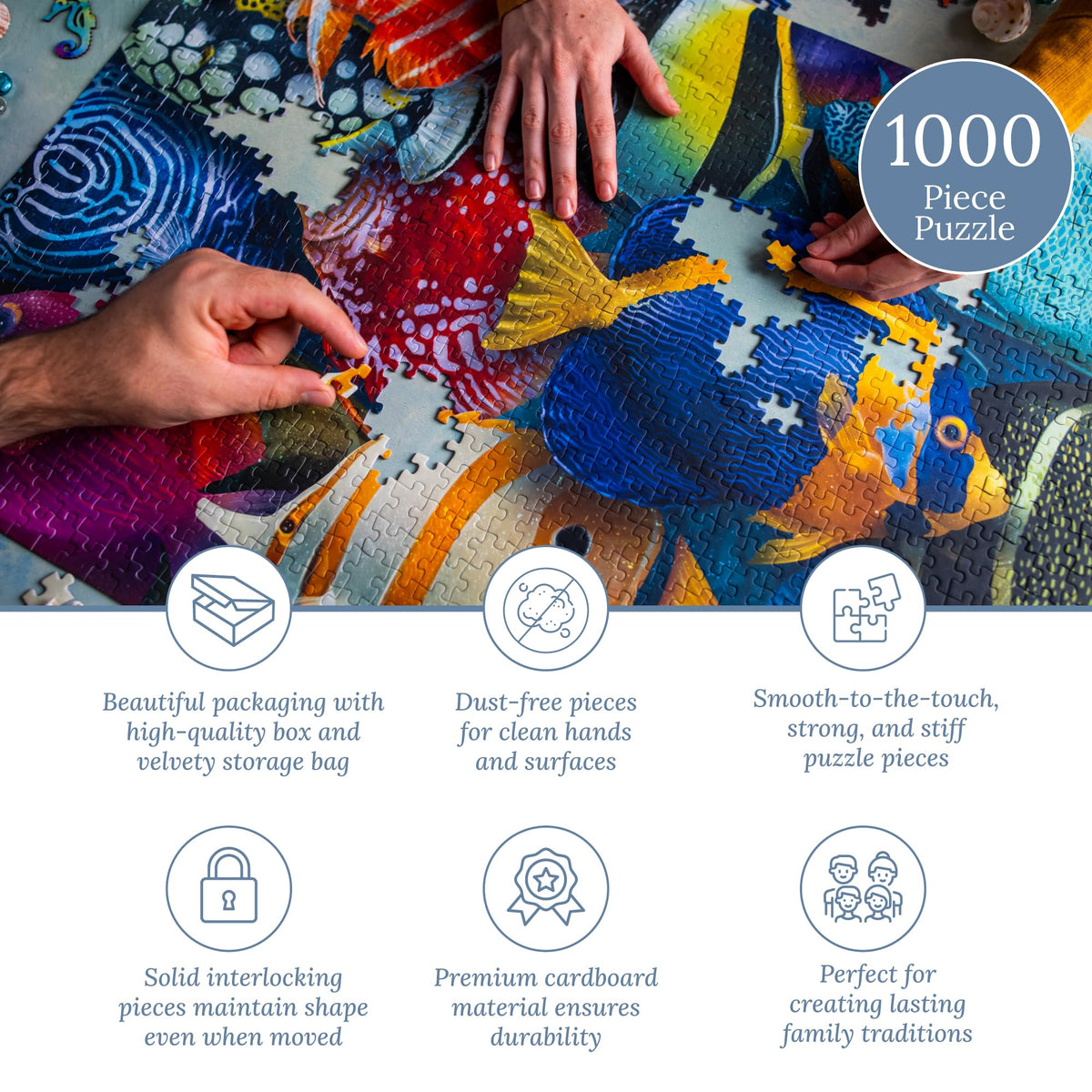 Mosaic Puzzles Sea of Colors 1000 pieces highlights immersive challenge for adults seeking focus