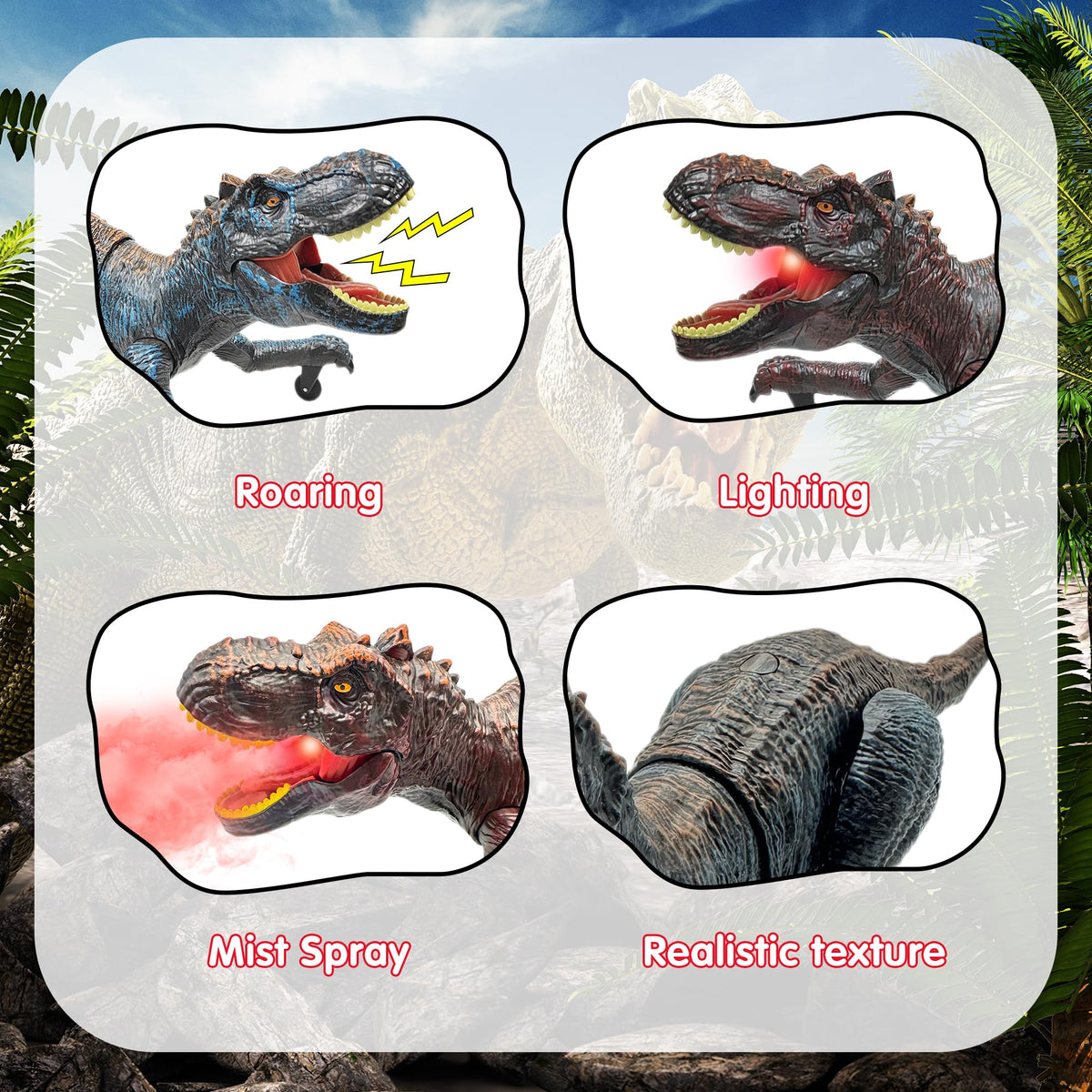Moskiddo RC T-Rex spins and tail-wag for lifelike movements.