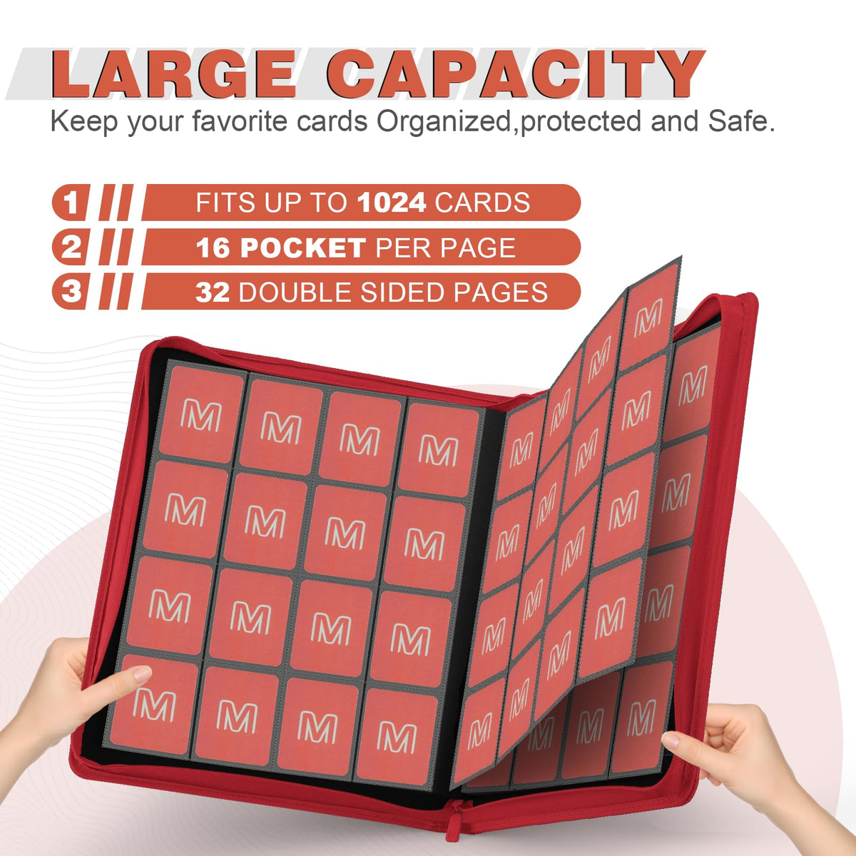 MOSLA card binder with zipper keeps cards secure during transport.