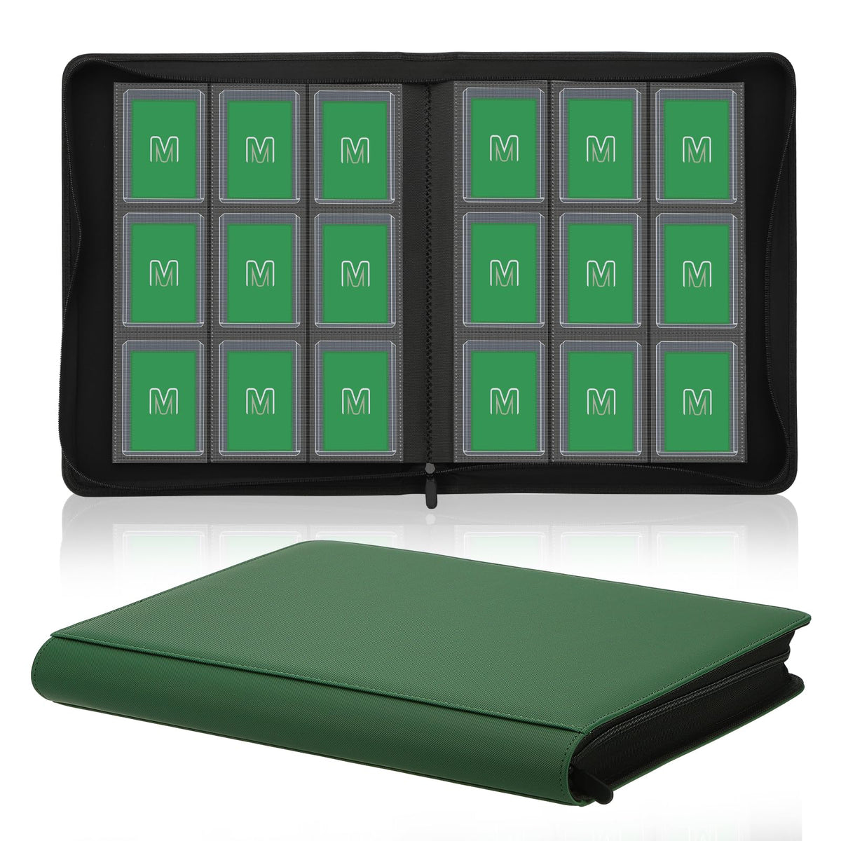 MOSLA Toploader Binder cover shows premium PU leather and sturdy zipper protection.