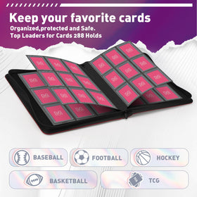 MOSLA Toploader Binder interior with sleeved cards ready for secure storage