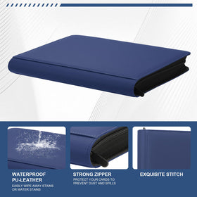 MOSLA Toploader Binder navy open inside, easy access to sleeved cards.