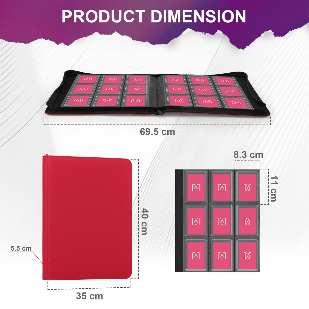 MOSLA binder suede interior lining adding luxurious protection for cards