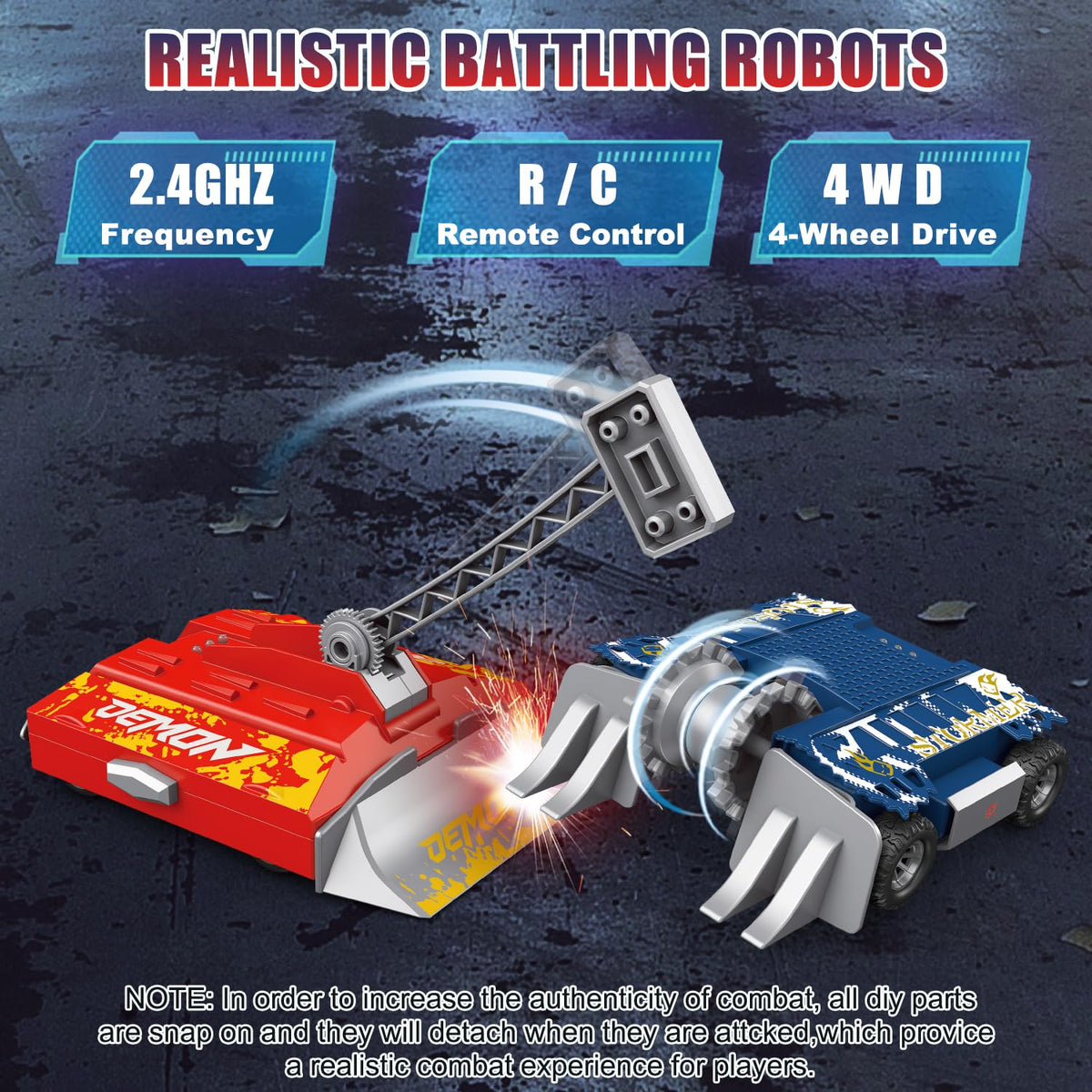 Mostop battle robots hammer attack in action shot