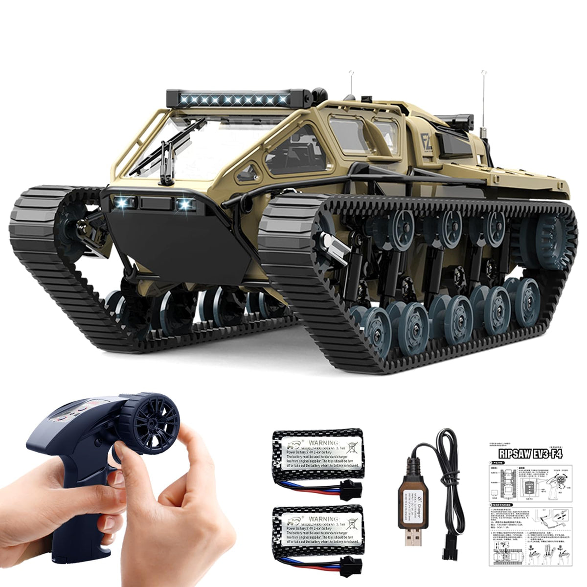 Mostop RC tank with front lights for night play and realism