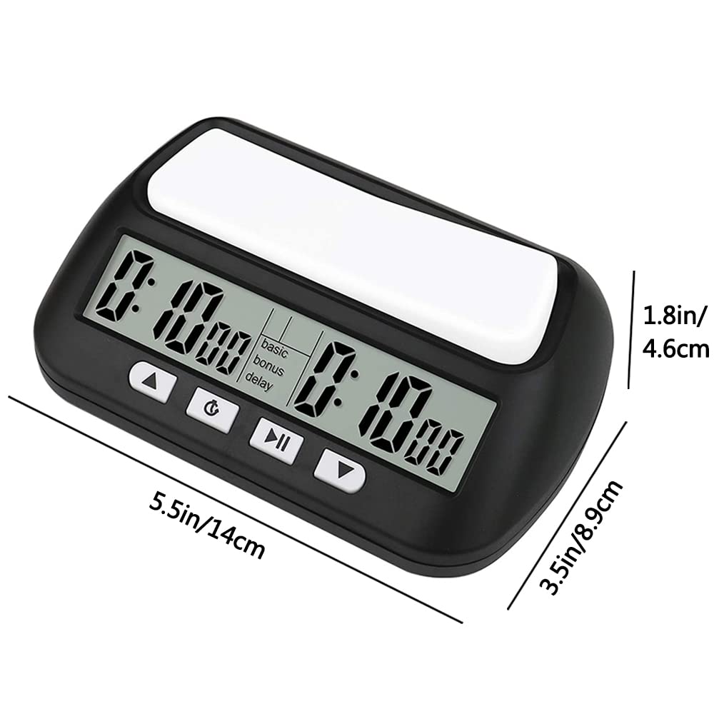 MOSTRUST portable chess timer with compact case for travel.