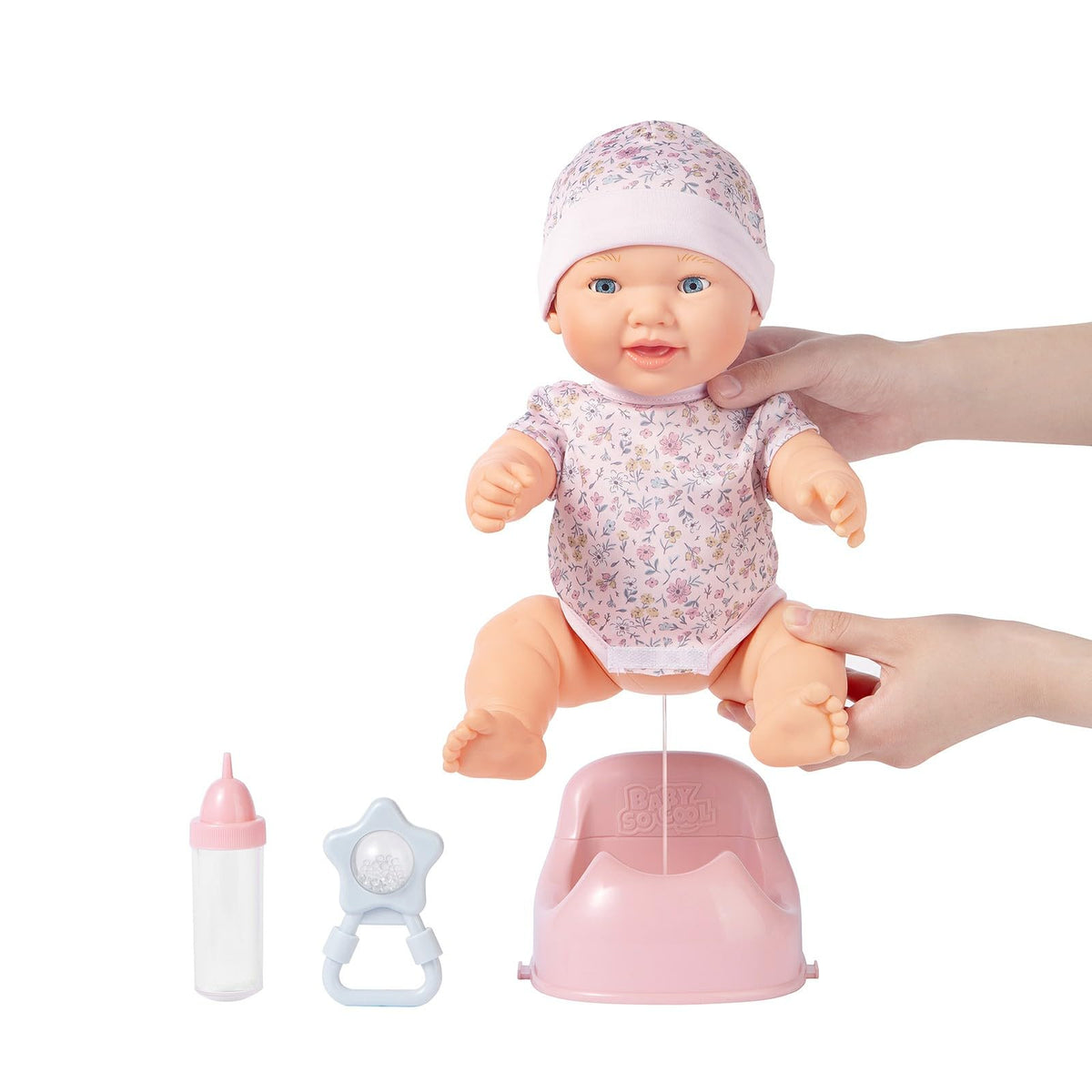 Mother Love potty training doll drinks from a bottle, boosting interactive feeding play