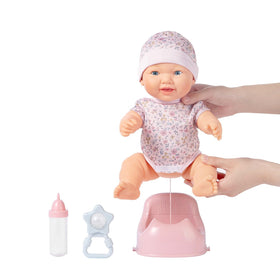 Mother Love potty training doll drinks from a bottle, boosting interactive feeding play