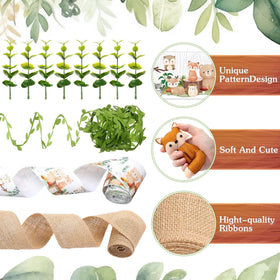 MotiMind burlap ribbon provides rustic texture for diaper cake styling