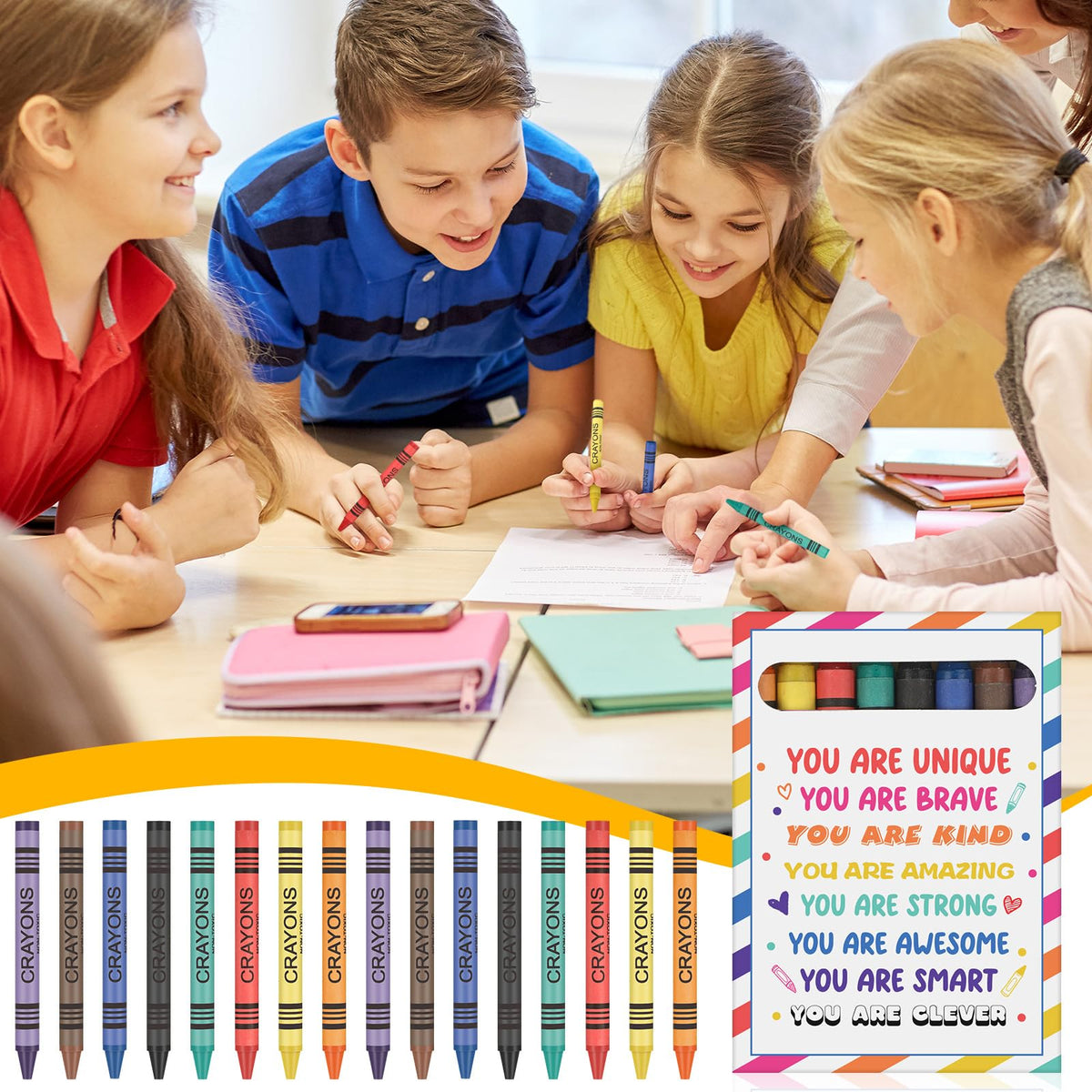 MotiMind classroom art crayons set supports kids' creativity