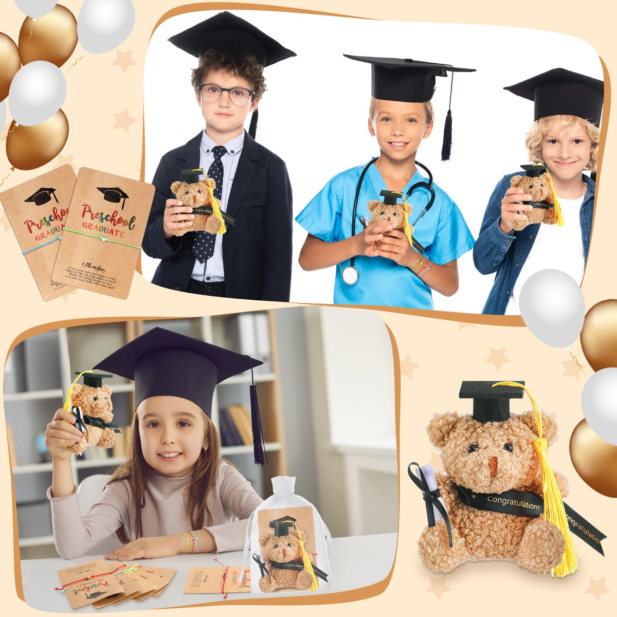 Motionchic bear dressed with cap and diploma as a cute keepsake.