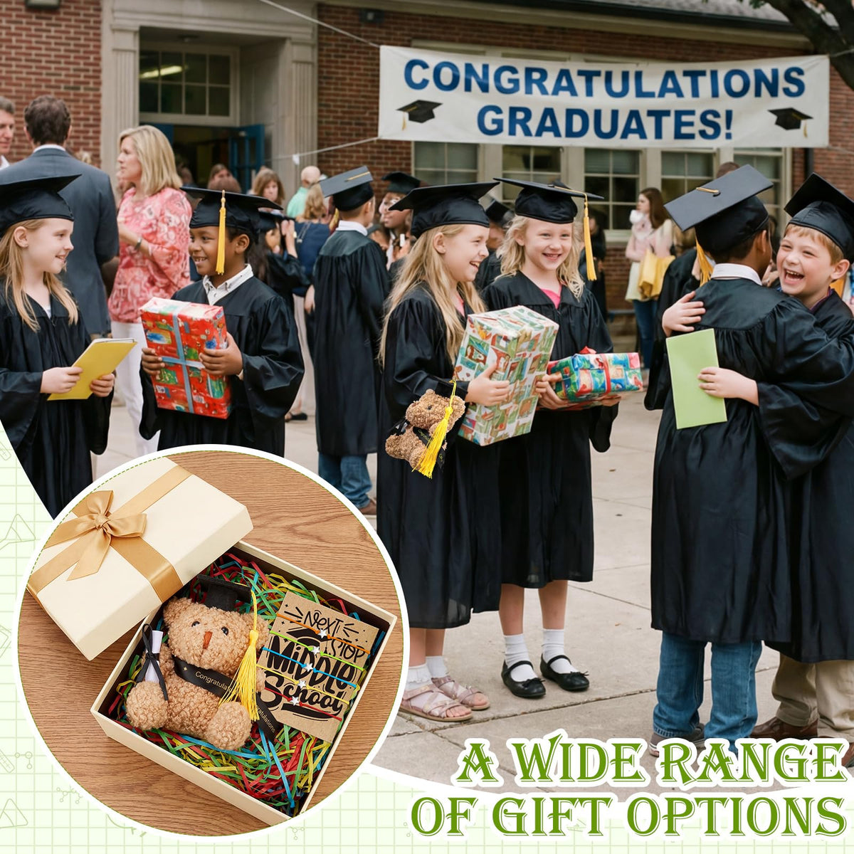 Motionchic bear-and-card keepsakes pairing with diplomas for memories