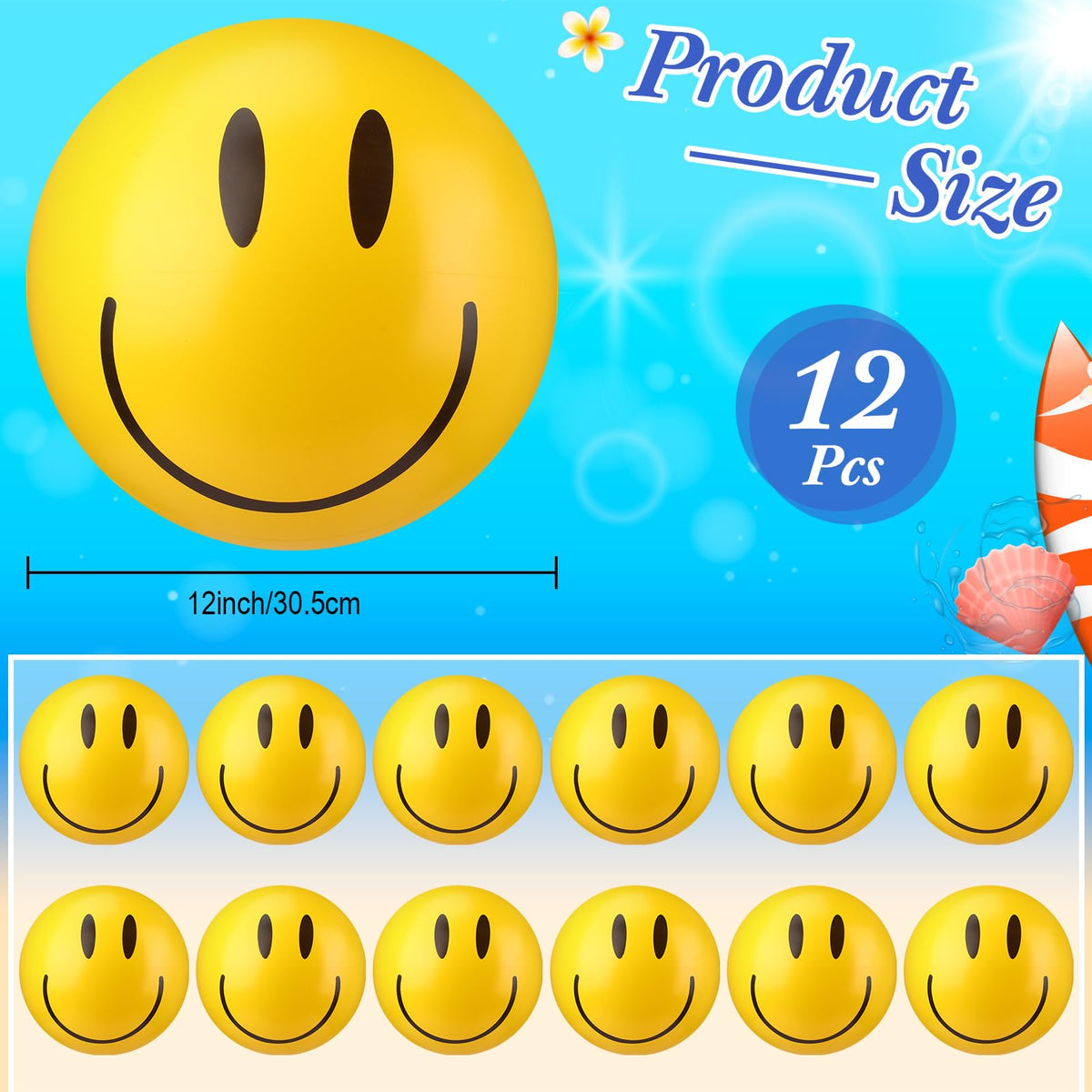 Motionchic bulk-pack smile beach balls for group play