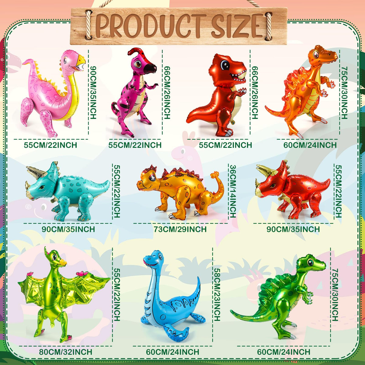 Motionchic dinosaur balloon 30x24 inch enhances venues with vivid color and easy setup