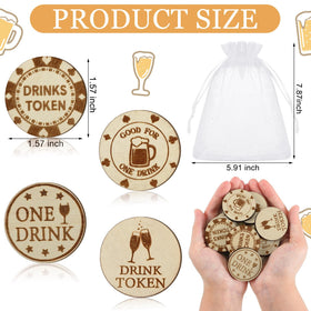 Motionchic drink tokens pack with organza bag for convenient storage