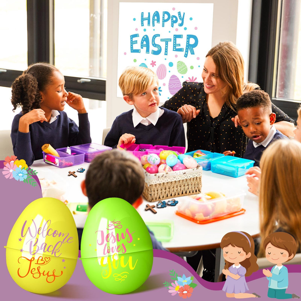 Motionchic Easter party favors bulk set for giveaways and classroom prizes