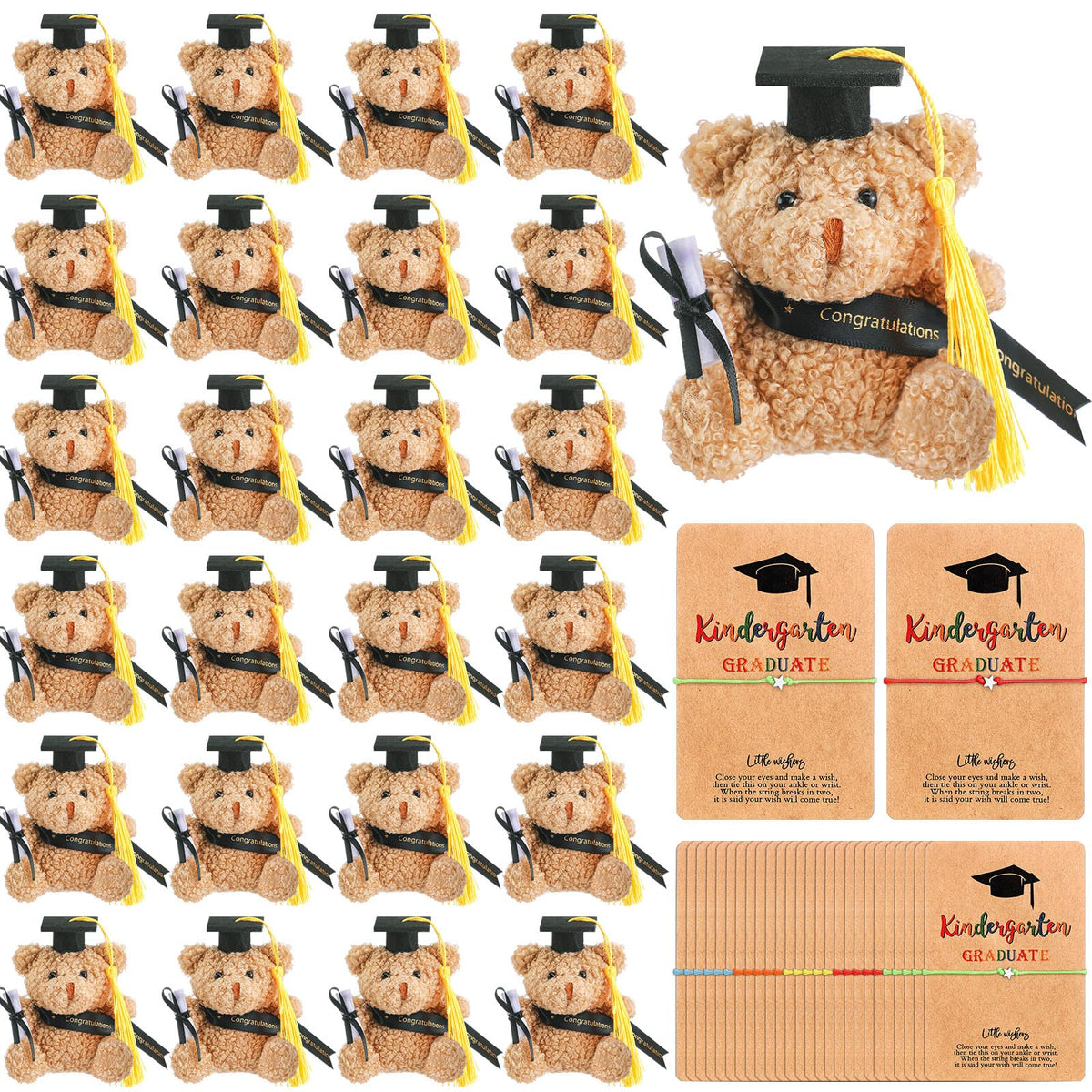 Motionchic graduation bear 4inch with cap and diploma, a cherished class keepsake.