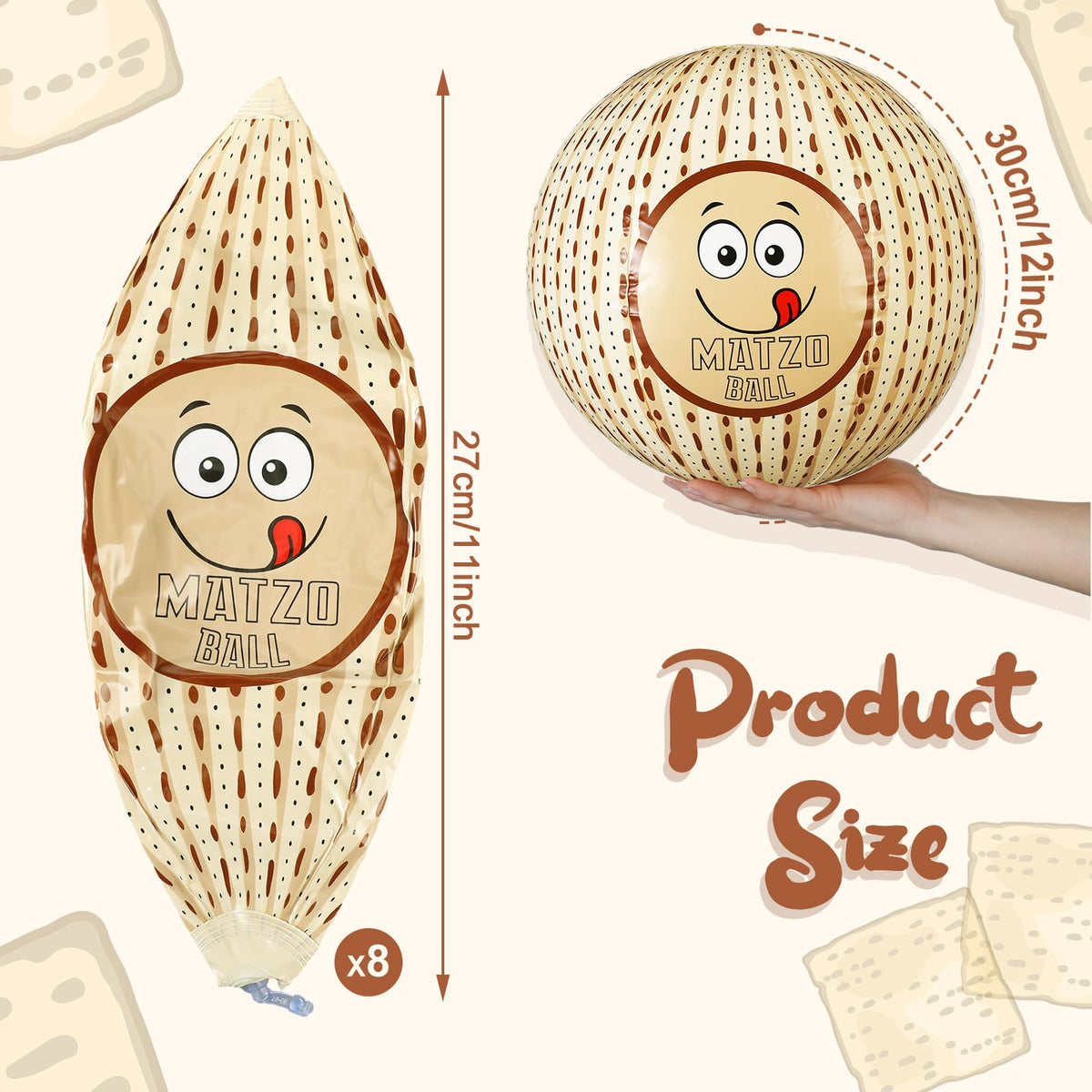 Motionchic Passover matzah ball 12in inflatable ideal for kids’ games and poolside fun.