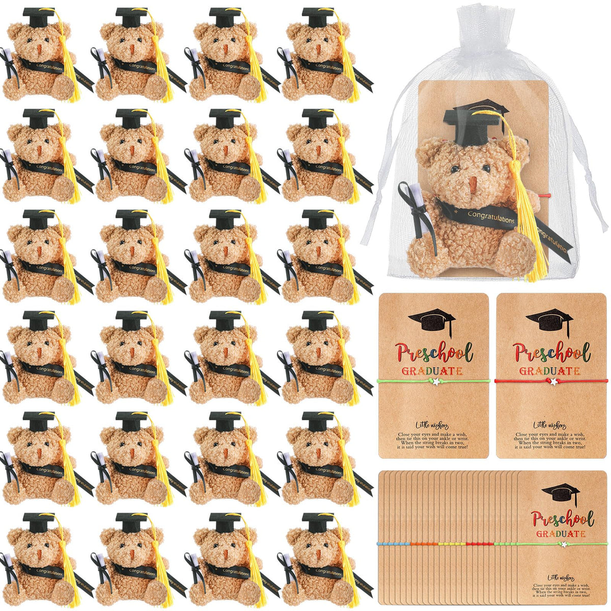 Motionchic preschool graduation bear, 4-inch keepsake for Class of 2026.