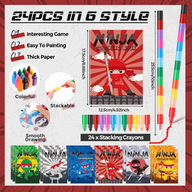 Motipuns 24-color stacking crayons, compact set great for travel art.