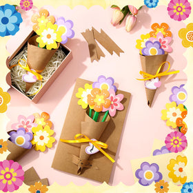 Motipuns flower cardstocks showcase vibrant designs for unique hand-tied bouquet accents.